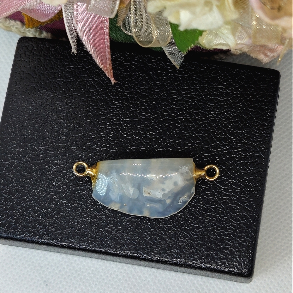 Vintage Chalcedony Stone Pendant or Amulet Old Handmade Stone Pendant